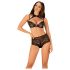 Obsessive Elizenes – gemustertes, transparentes BH-Set (Schwarz) - L/XL