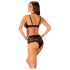 Obsessive Elizenes – gemustertes, transparentes BH-Set (Schwarz) - L/XL