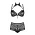 Obsessive Elizenes – gemustertes, transparentes BH-Set (Schwarz) - L/XL
