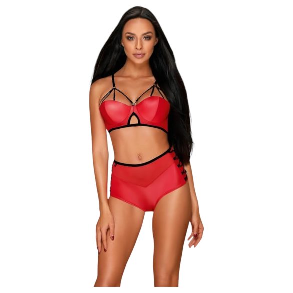 Obsessive Leatheria - Lederlook-BH-Set (Rot) - S/M
