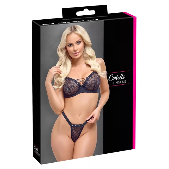 Cottelli Party - Schnür-BH-Set (schwarz) - 80B/M
