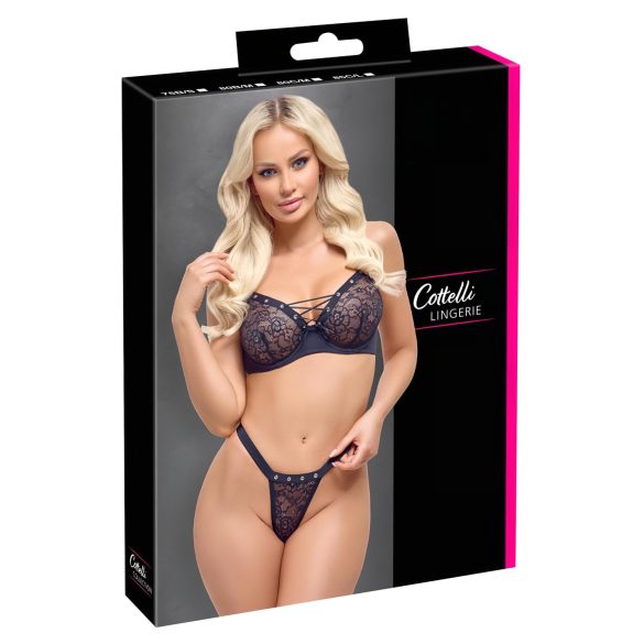 Cottelli Party - Schnür-BH-Set (schwarz) - 85C/L
