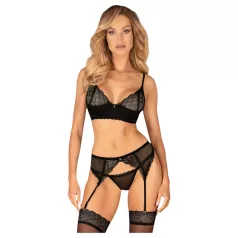 Obsessive Chemeris - BH-Set mit Strumpfhalter (schwarz)