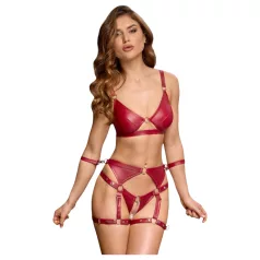   Cottelli Bondage - Glänzendes BH-Set & Handschellen (Rot) - M