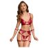 Cottelli Bondage - Glänzendes BH-Set & Handschellen (Rot) - L