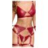 Cottelli Bondage - Glänzendes BH-Set & Handschellen (Rot) - L