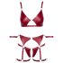 Cottelli Bondage - Glänzendes BH-Set & Handschellen (Rot) - L