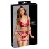Cottelli Bondage - Glänzendes BH-Set & Handschellen (Rot) - L