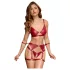 Cottelli Bondage - Glänzendes BH-Set & Handschellen (Rot) - XL