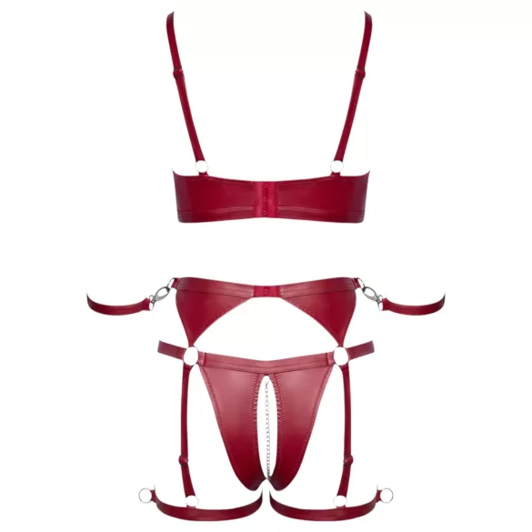 Cottelli Bondage - Glänzendes BH-Set & Handschellen (Rot) - XL