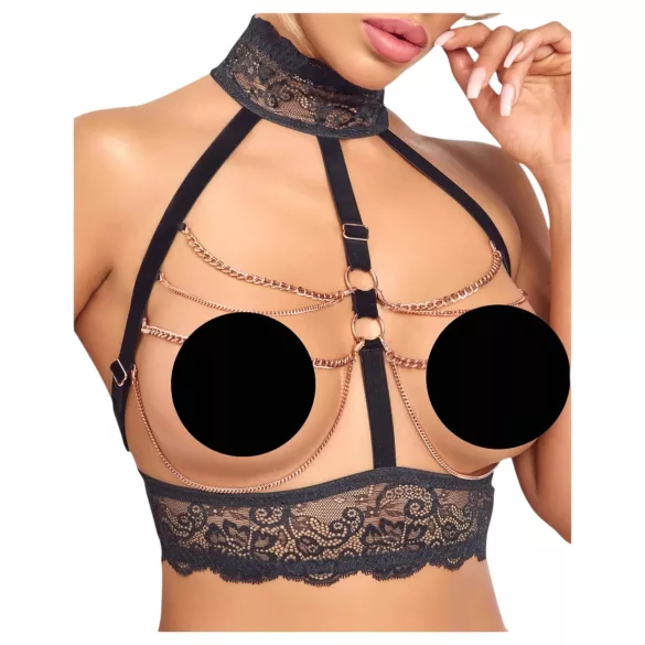 Abierta Fina - Offenes Kettendessous-Set (Schwarz) - M
