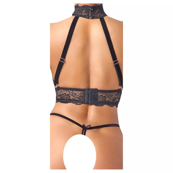 Abierta Fina - Offenes Kettendessous-Set (Schwarz) - M