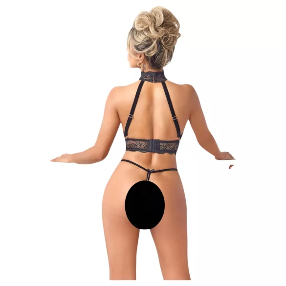 Abierta Fina - Offenes Kettendessous-Set (Schwarz) - M