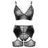 Cottelli Curves - Spitzen-BH-Set mit Ledereinsätzen (Schwarz)