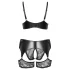 Cottelli Curves - Spitzen-BH-Set mit Ledereinsätzen (Schwarz)