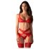 Obsessive Cupid Desir - Verführerisches Spitzenwäsche-Set (Rot)