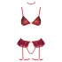 Cottelli - kariertes Dessous-Set mit Strapsen (rot kariert)