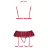 Cottelli - kariertes Dessous-Set mit Strapsen (rot kariert)