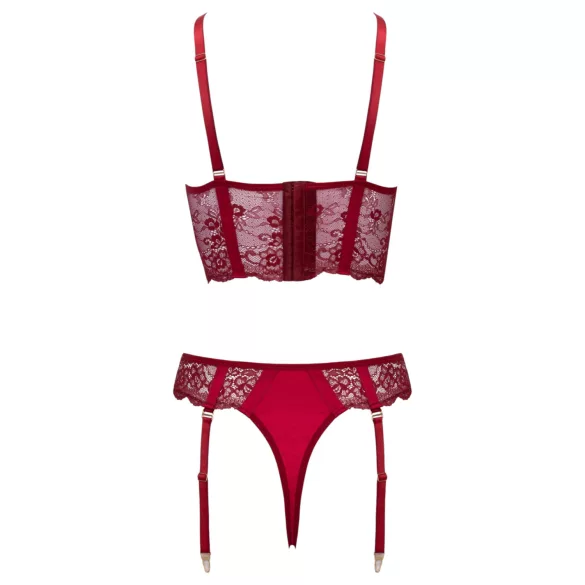 Cottelli - zweiteiliges Spitzen-Strapsset (rot) - M
