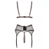 Abierta Fina - dreiteiliges Netz-Strapsset (schwarz)