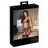 Abierta Fina - dreiteiliges Netz-Strapsset (schwarz) - M