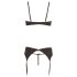 Abierta Fina - Glanzendes Steine Dessous-Set (Schwarz)
