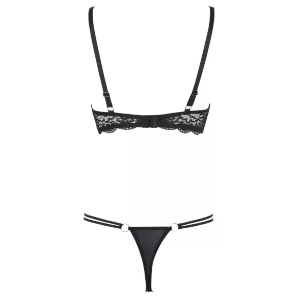 Cottelli - Riemen-BH mit Ring & String (schwarz)