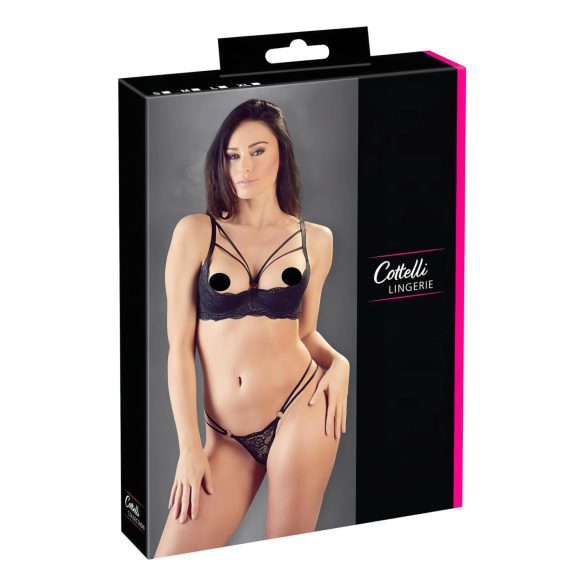 Cottelli - Riemen-BH & String mit Ringen (schwarz) - 80B/M