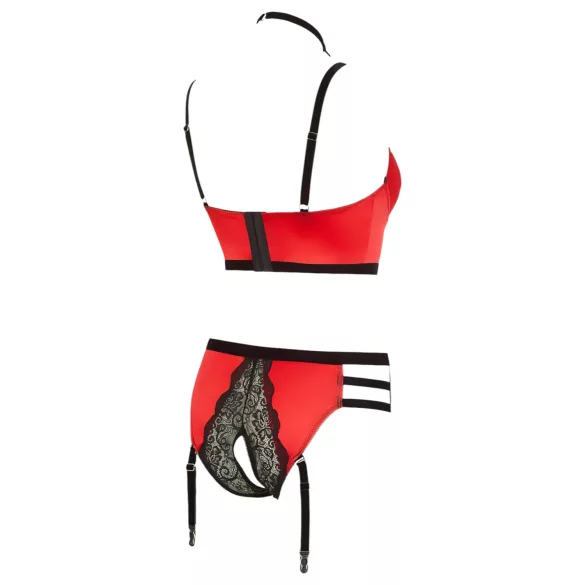 Abierta Fina - Hebe-BH-Set mit Ringen (rot) - 80C/M