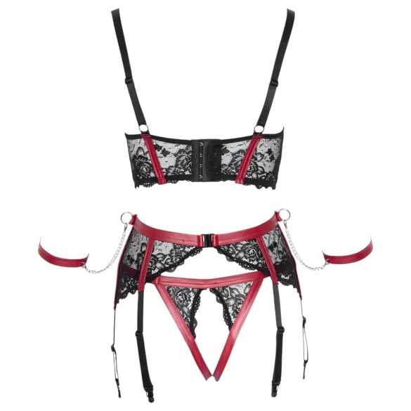 Cottelli Bondage - Mattes, Spitzen-BH-Set (Rot) - M