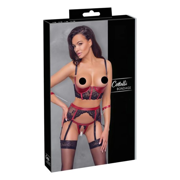Cottelli Bondage - Rotes mattes Hebeset mit Spitze - XL