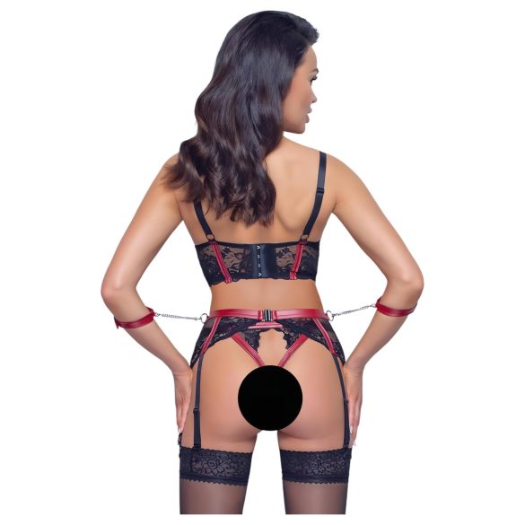 Cottelli Bondage - Mattes, Spitzen-BH-Set (Rot) - XL