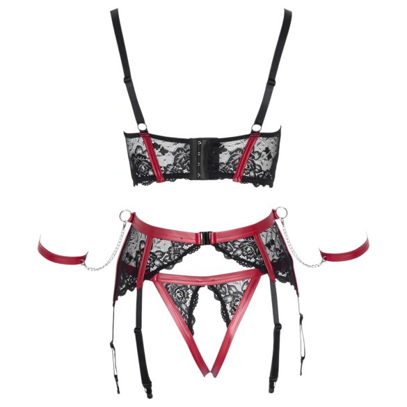 Cottelli Bondage - Mattes, Spitzen-BH-Set (Rot) - XL