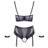 Cottelli Bondage - BH-Set und Handfesseln (schwarz-lila)
