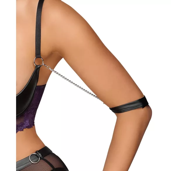 Cottelli Bondage - BH-Set und Handfesseln (schwarz-lila) - M