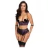 Cottelli Bondage - BH-Set und Handfesseln (schwarz-lila) - XL