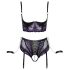Cottelli Bondage - BH-Set & Handfesseln (Schwarz-Lila) - XL