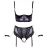 Cottelli Bondage - BH-Set und Handfesseln (schwarz-lila) - XL