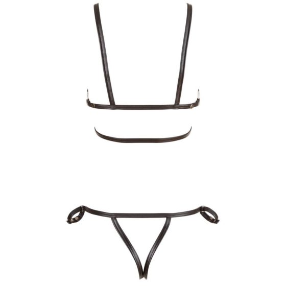 Cottelli Bondage - glänzender Schmuck-Körperharness-Bikini (schwarz)