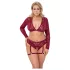 Cottelli Curves - Langärmeliges Spitzen-Set (Rot) - 2XL
