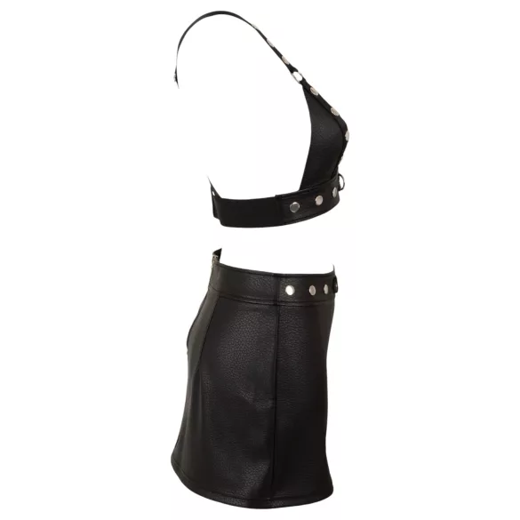 Cottelli - Kunstleder-Top und Minirock-Set (schwarz) - M