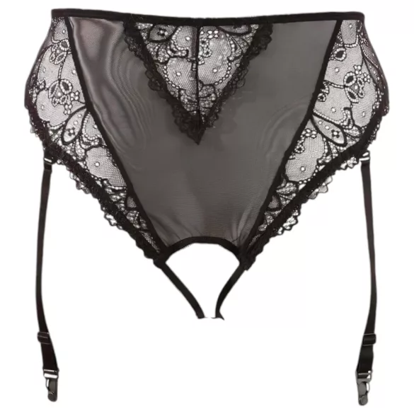 Cottelli Plus Size - Slip mit Spitzen-Strapsen (schwarz)