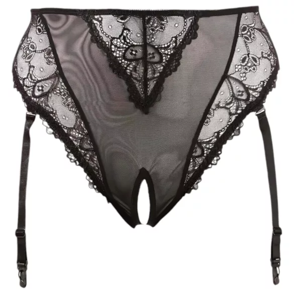Cottelli Plus Size - Slip mit Spitzen-Strapsen (schwarz) - XXXXL