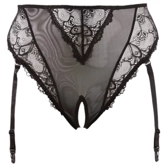 Cottelli Plus Size - Slip mit Spitzen-Strapsen (schwarz) - XXXXL