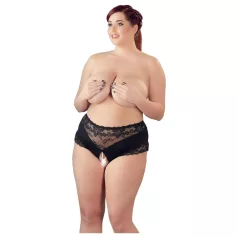 Cottelli Plus Size - Spitzenperlen offener Slip (schwarz)