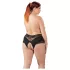 Cottelli Plus Size - Spitzenperlen offener Slip (schwarz) - 2XL
