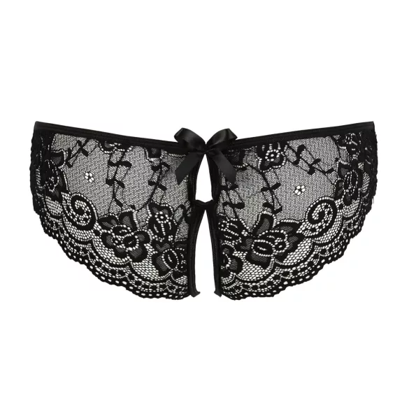 Cottelli - Spitzen-Slip mit Schleife und offenem Schritt (schwarz) - L