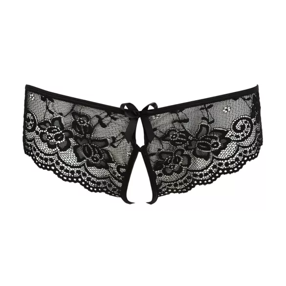 Cottelli - Spitzen-Slip mit Schleife und offenem Schritt (schwarz) - L