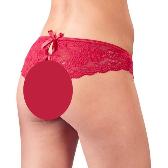 Cottelli - Offener französischer Slip mit Schleife für Frauen (rot) - XL