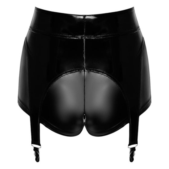Noir - Glänzende Unterhose mit Strumpfhalter (Schwarz)